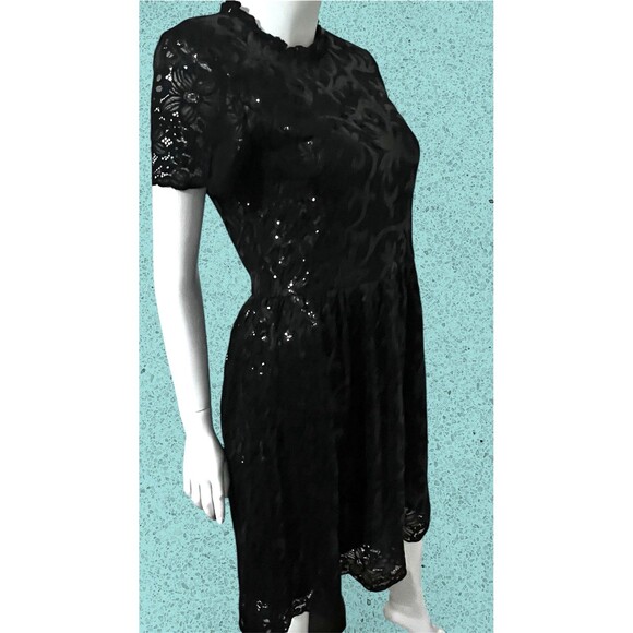 Brooks Brothers Red Fleece Black Lace Sequin Holiday Party Dress Size 12 EUC - Picture 6 of 11